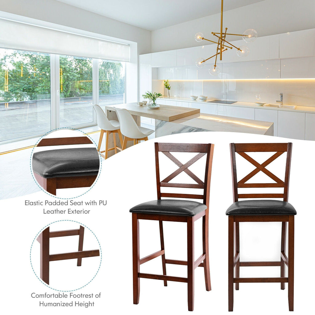Counter Height Bar Stools 25 Inch - Set of 2 with PU Leather