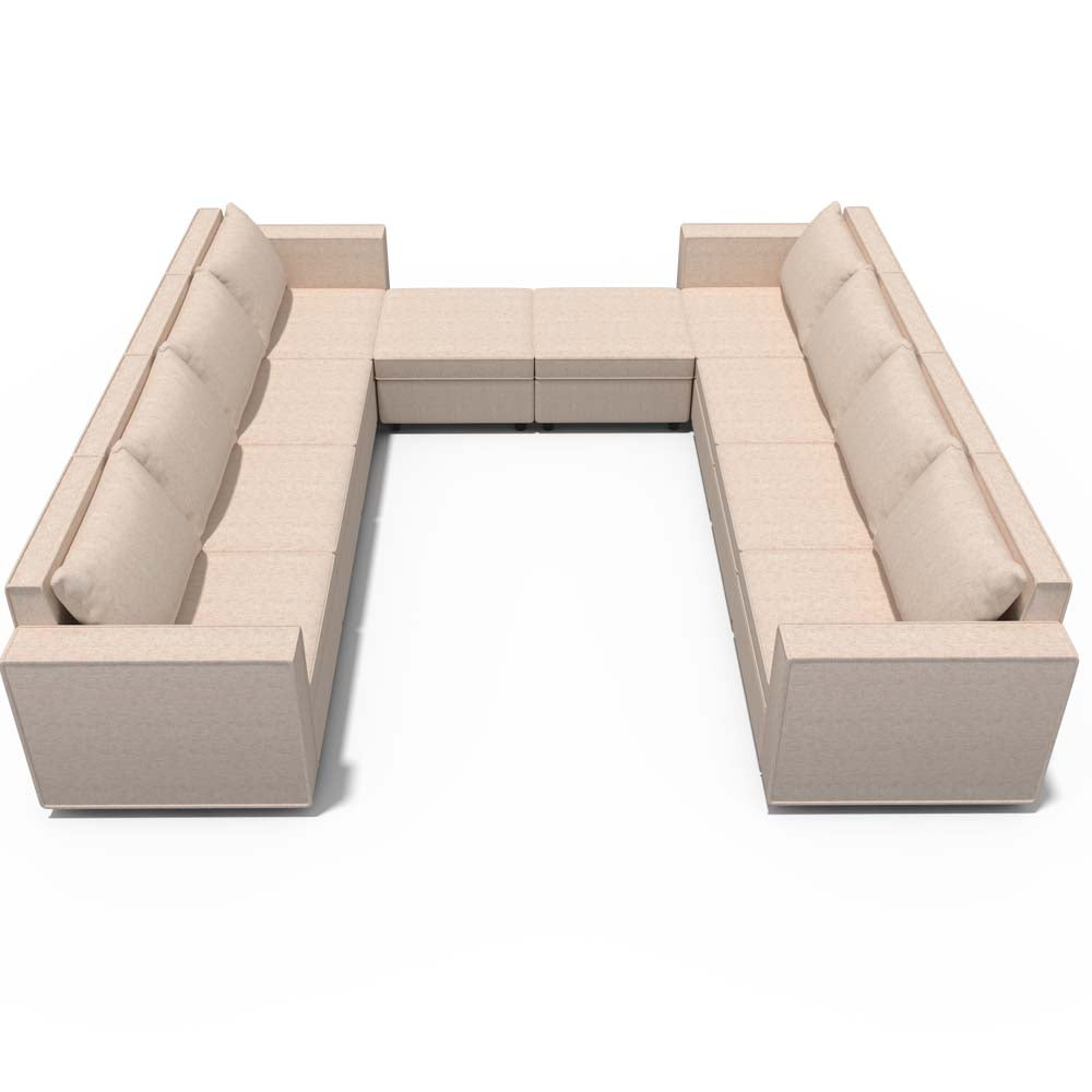 Ainfox 10-Seat Modular Sectional Sofa Sleeper Sofa Flannel Sofa with Storage Seat Beige