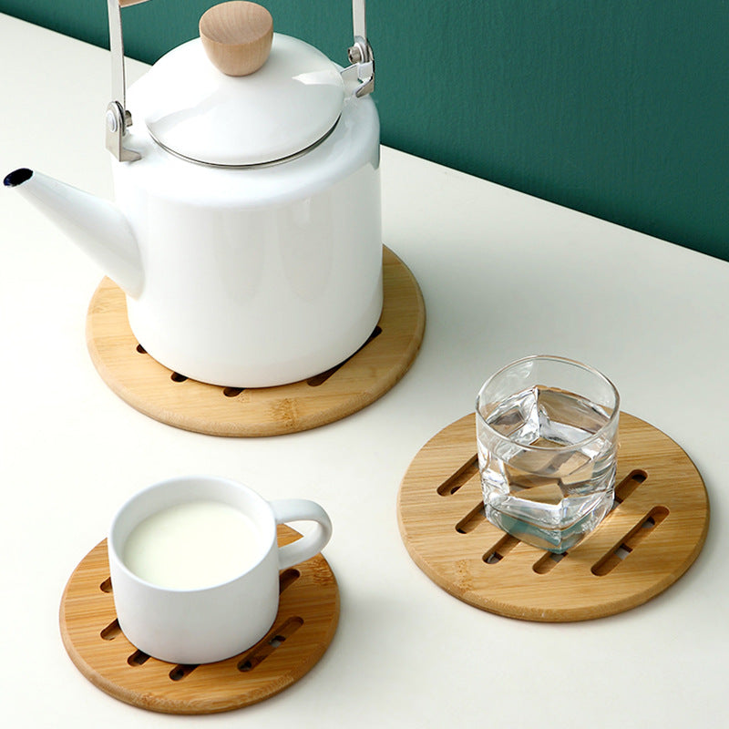 Round Bamboo Heat-Resistant Table Mat for Home Use