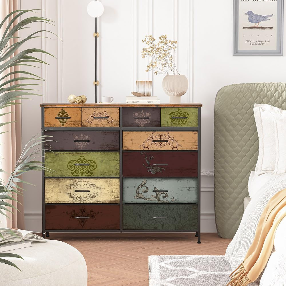 12 Drawer Fabric Dresser Tall Bedroom Organization