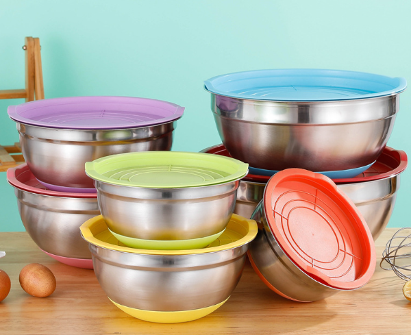 Stainless Steel Mixing Bowl with Silicone Base and Handle