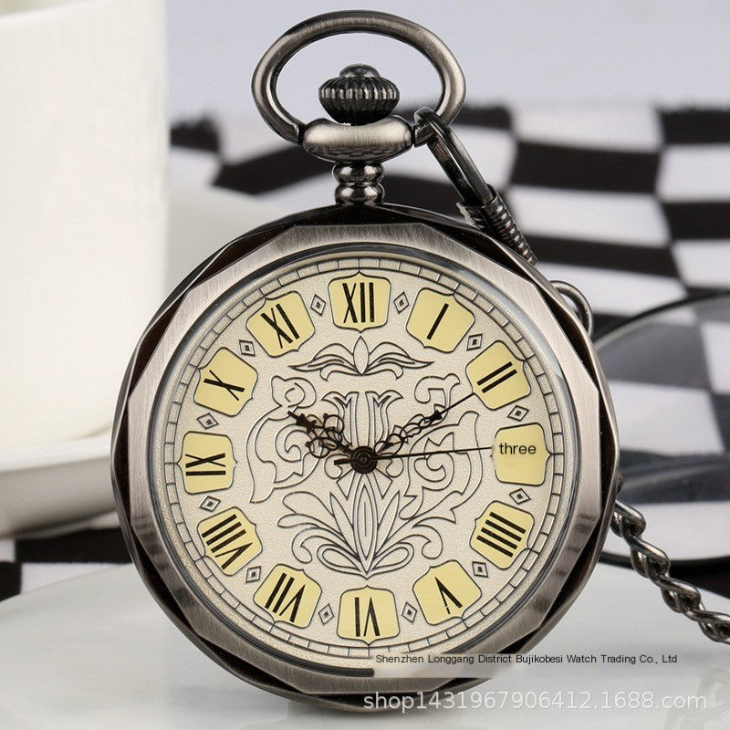 Classic Design Mechanical Pocket Watch with Roman Dial