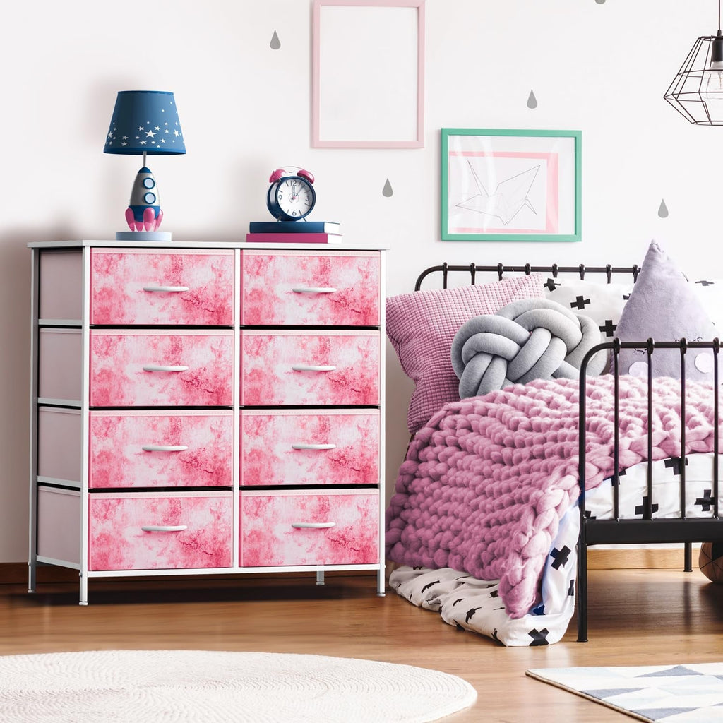 Pink Eight Drawer Dresser For Bedroom Organization