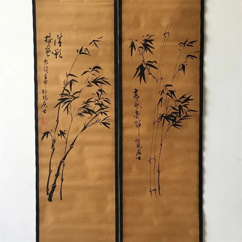 Original Chinese Bamboo Scroll Painting – Four-Panel Wall Mural