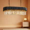 Elegant Black Gold Crystal Chandelier Thirty Three Inch