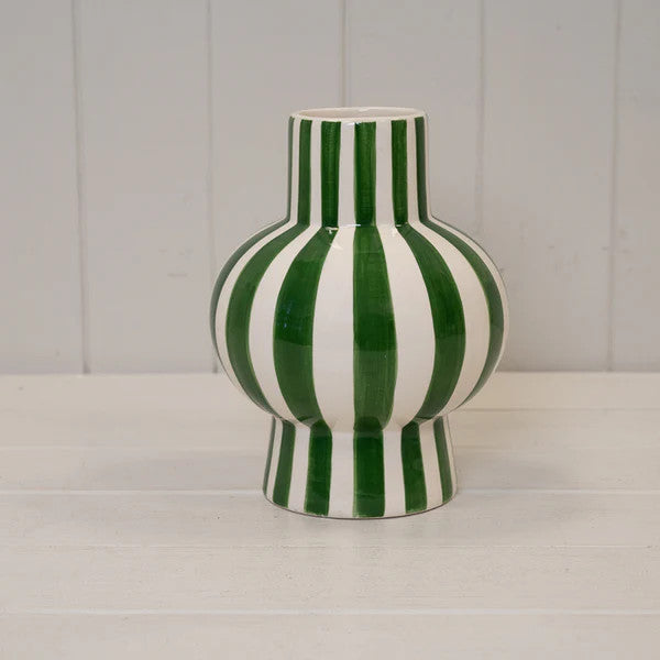 Green And White Ceramic Round Vase