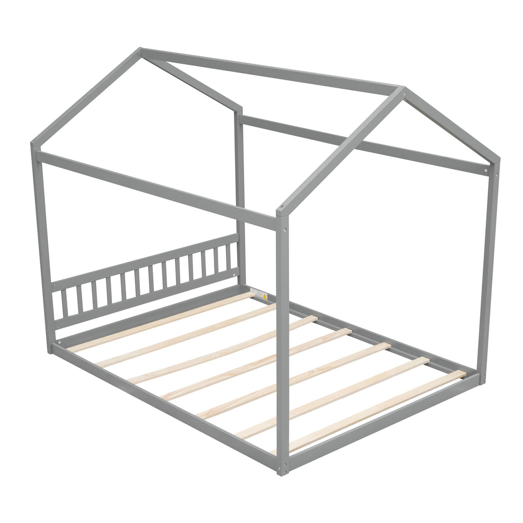 Wooden House Bed With Headboard