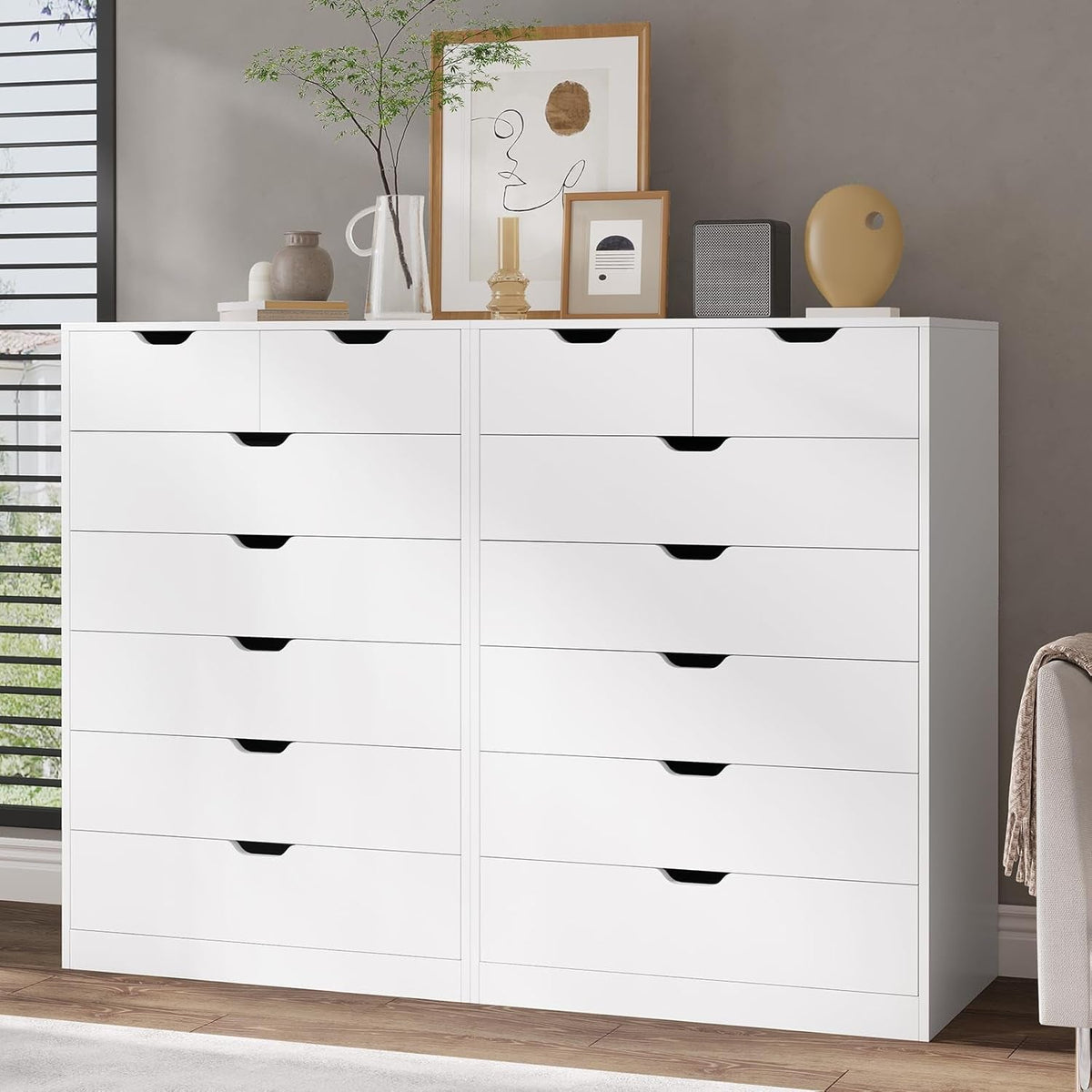 Elegant White Tall 7 Drawer Dresser Bedroom Organization