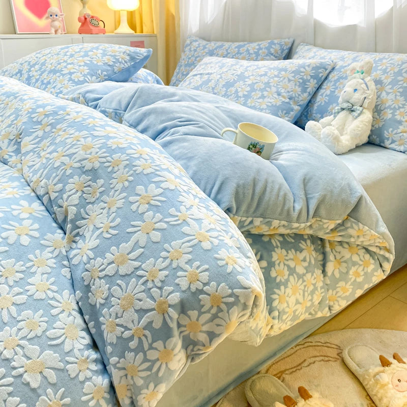 1pc Thicken Winter Super Warm Duvet Cover For Double Bed 3D Carving Milk Velvet Comforter Cover Queen funda nordica cama 150