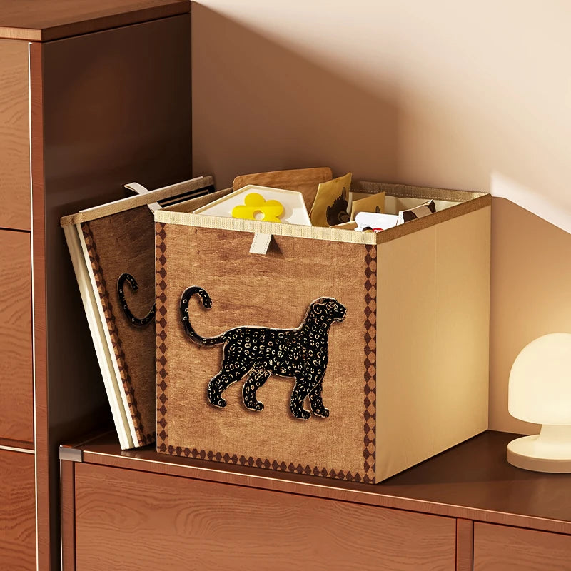 Mid-Century Oxford Fabric Storage Box Cube Organizer Retro Foldable Clothing Drawer Closet Container for Home Organization