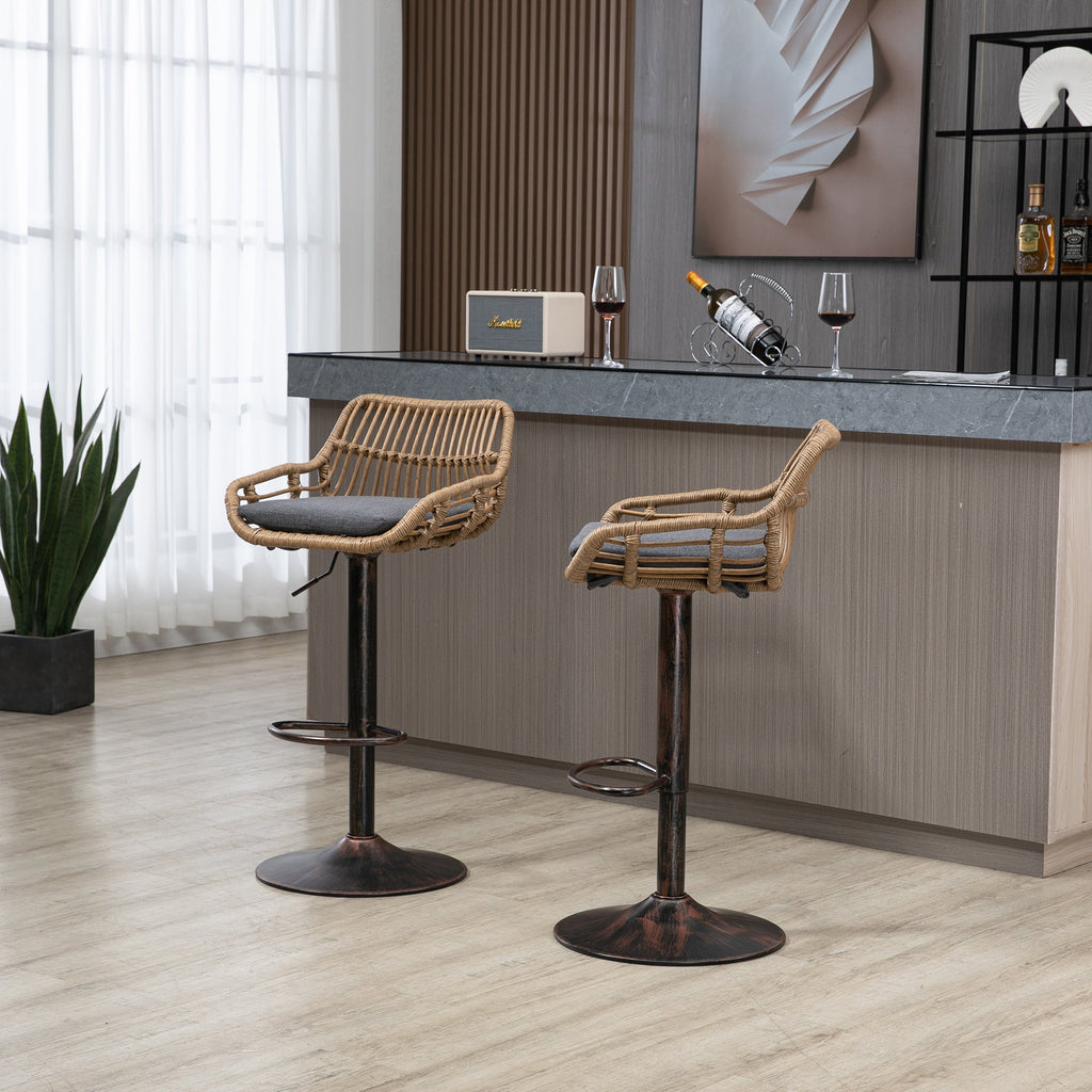 Modern Swivel Bar Stools Set of 2 Adjustable Counter Height Chairs