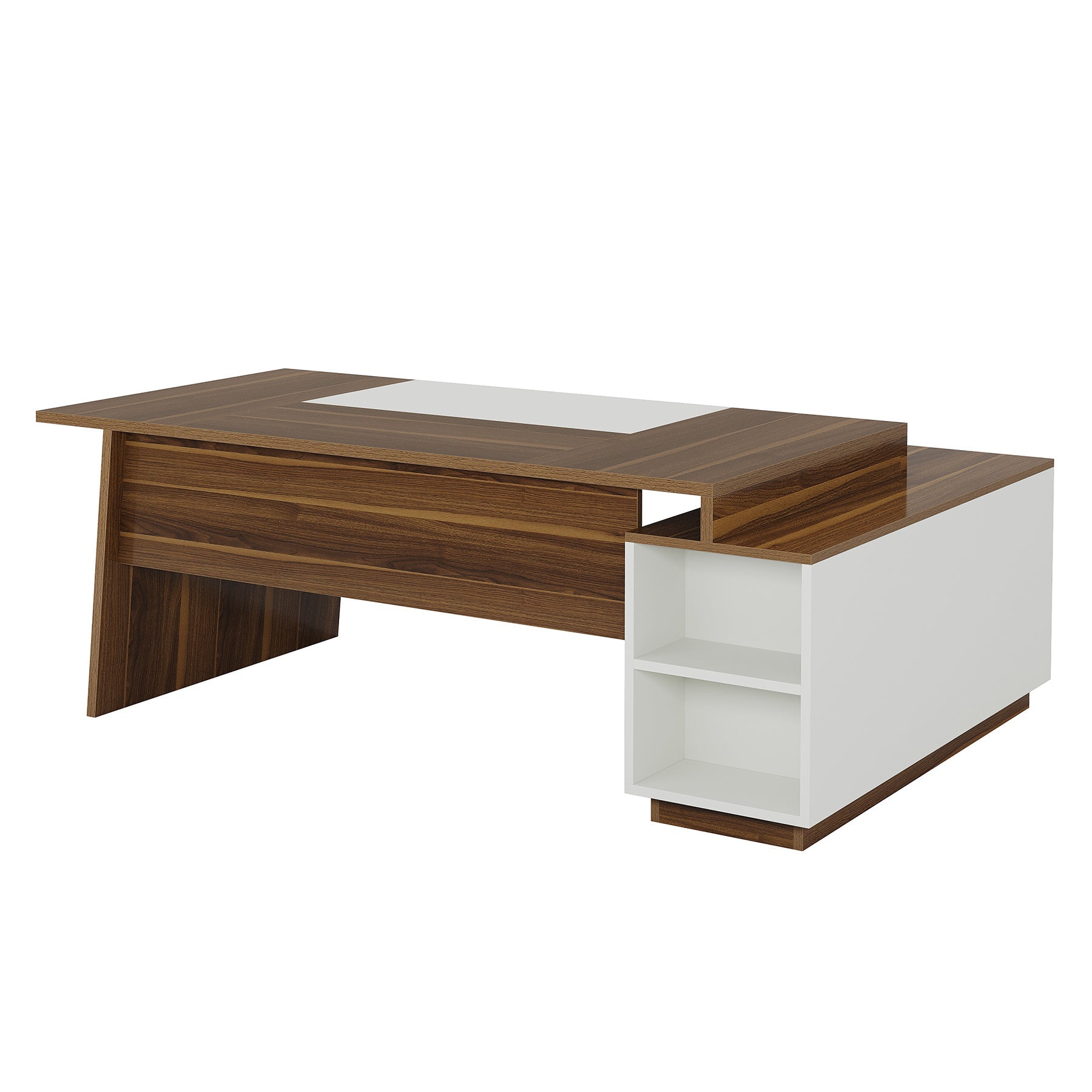 70.5" L-Shaped Executive Office Desk with Storage Cabinet & Shelves