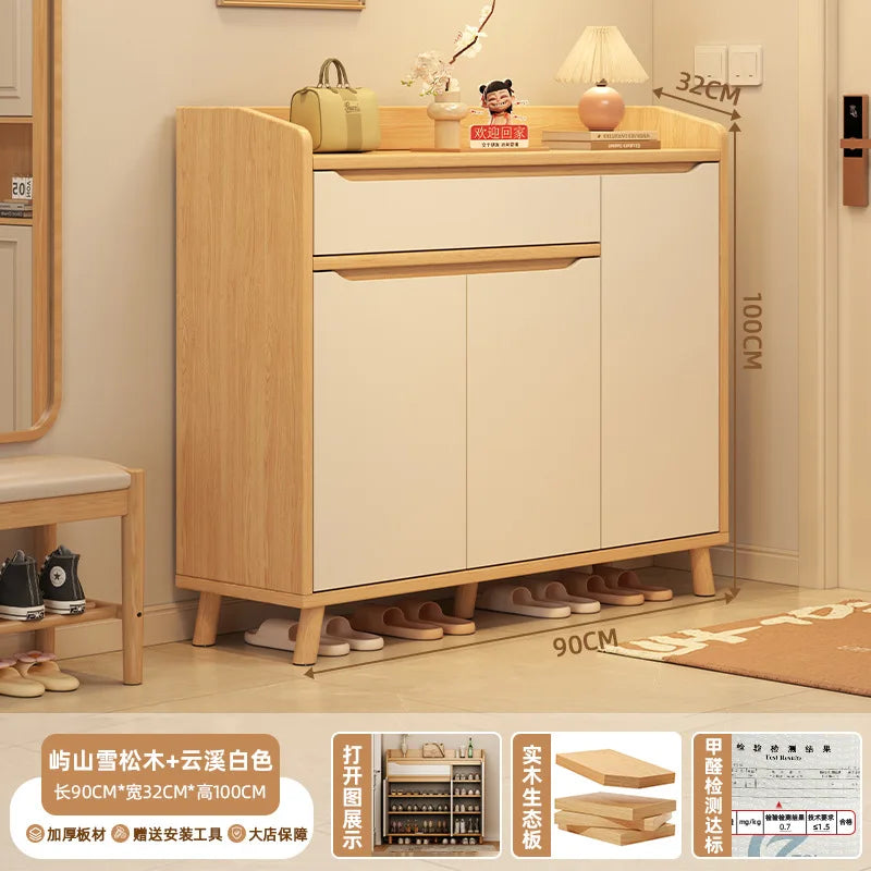 HYS solid wood shoe cabinet, entrance cabinet, new indoor locker at the entrance of the home