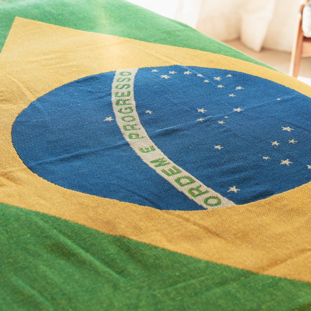 Brazil Flag Woven Throw Blanket