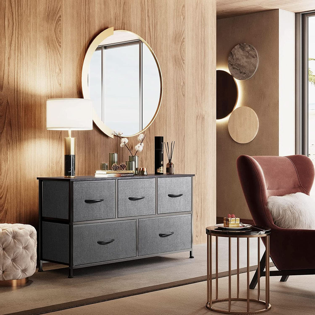 5 Drawer Fabric Dresser Organizer For Bedroom Storage