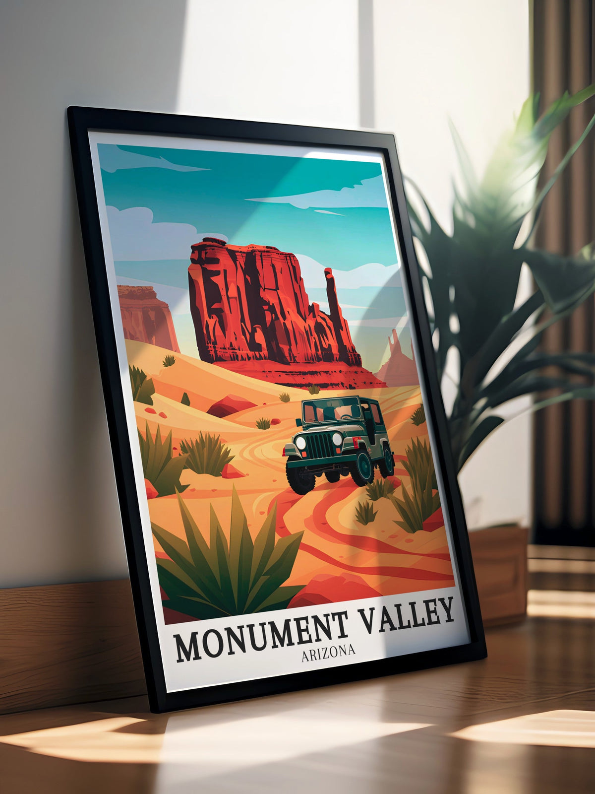 Monument Valley Poster Print - Merrick Butte Art - 17-mile Valley Drive Artwork - Monument Valley Travel Poster -  Arizona Wall Art
