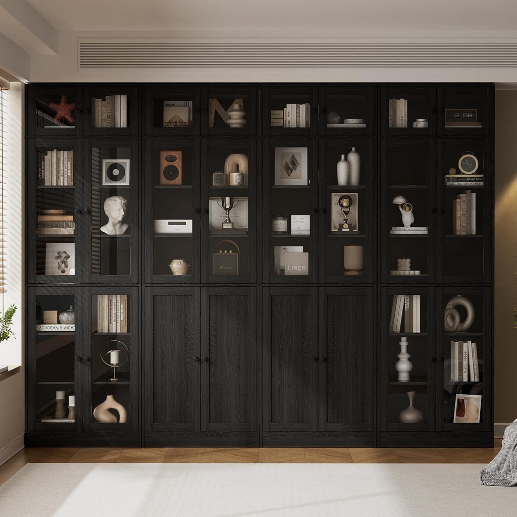 7 Tier Black Wooden Bookcase Bedroom Office Display