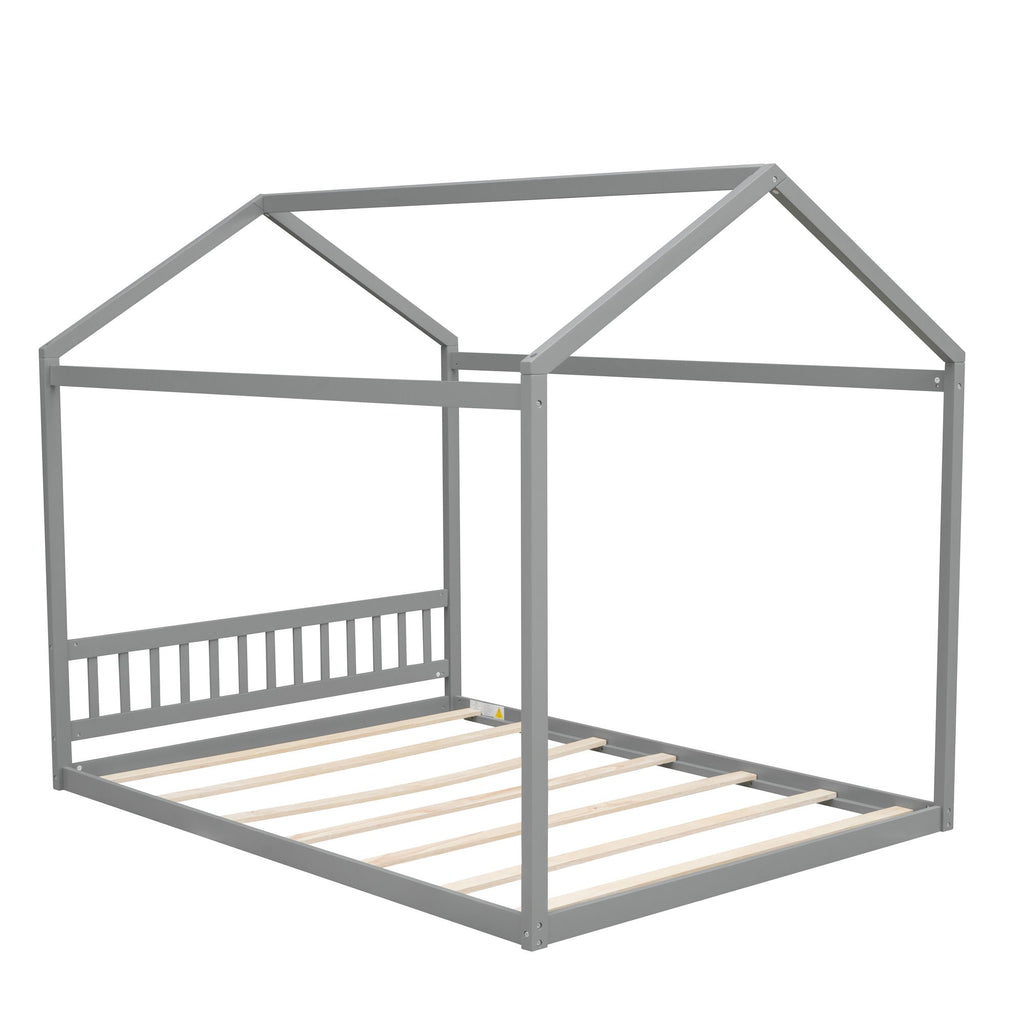 Wooden House Bed With Headboard