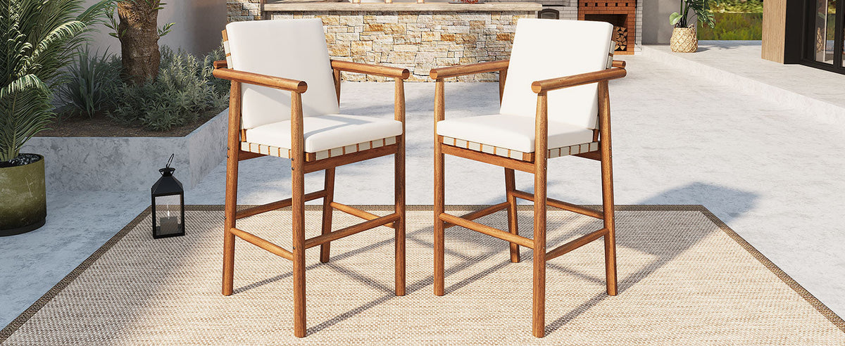 Outdoor Counter Height Bar Stools Chair Set of 2