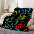 Game Console Neon Pattern Soft Flannel Blanket (1pc)