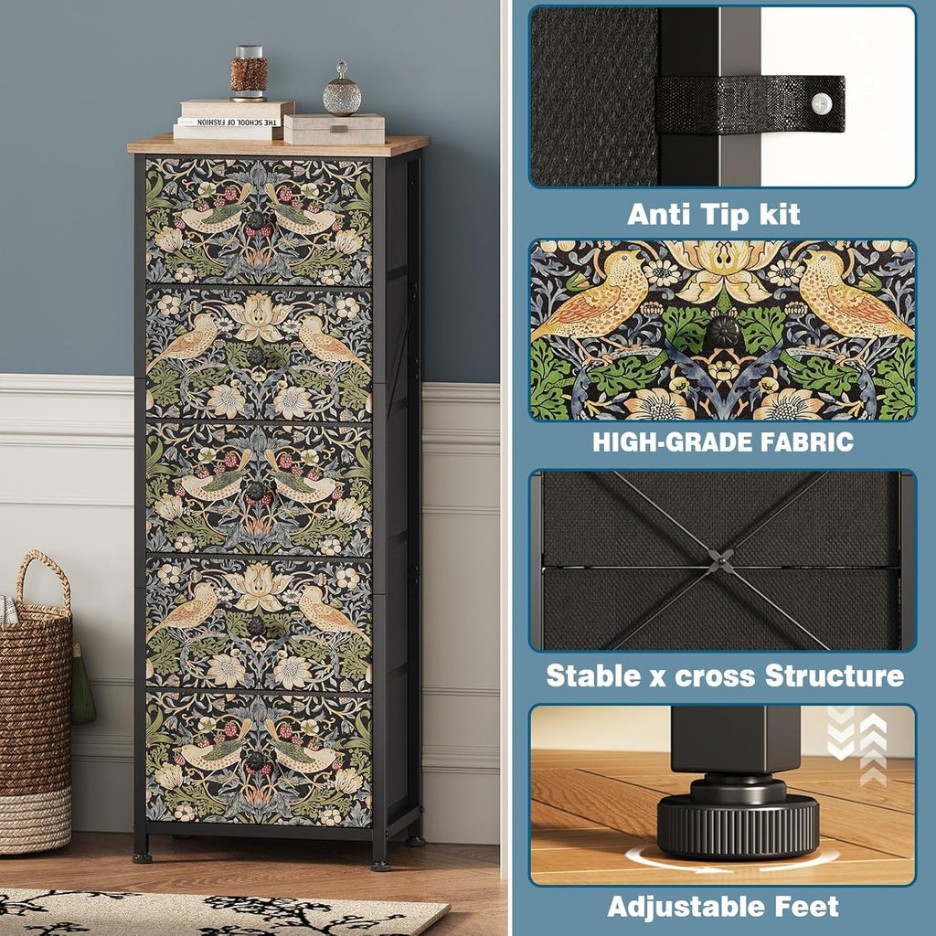 Brown Five Drawer Dresser For Bedroom Organization