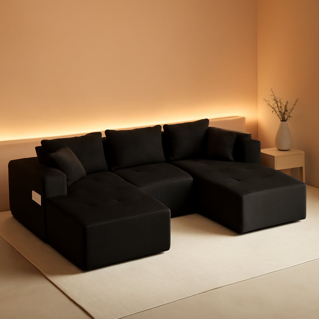 100 Inch U Shaped Oversized Modular Sofa Luxurious Corduroy