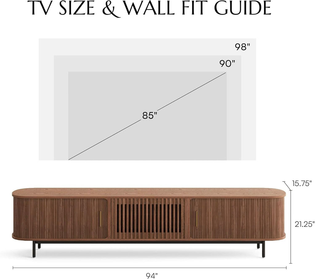 Walnut Finely Crafted 75 Inch Television Console Stand