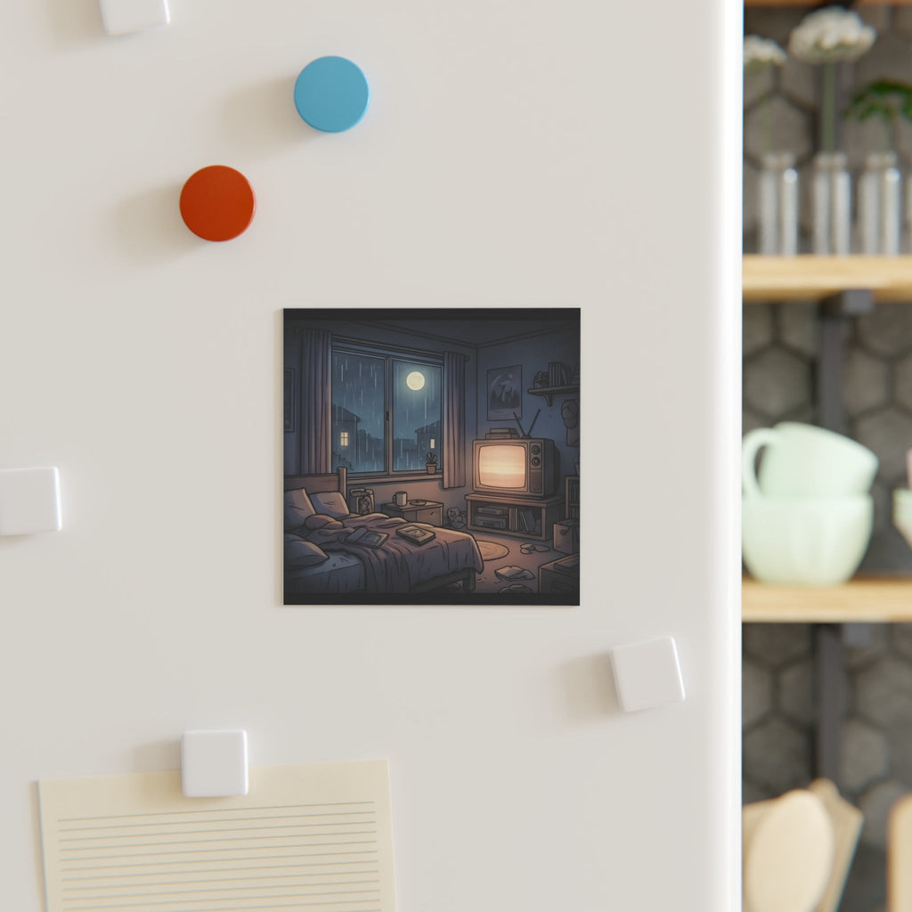 Rainy Bedroom | Square Magnet