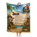 Personalized Pirate Blanket with Name and Message - Custom Treasure Island Fleece Throw for Boys and Kids - Pirate Adventure Gift