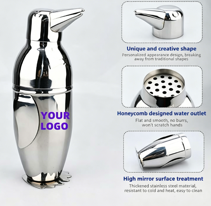 Shaker Professional Cocktail Shaker Stainless Steel Penguin Cup Cocktail Mixing Bottle Cocktail Shaker