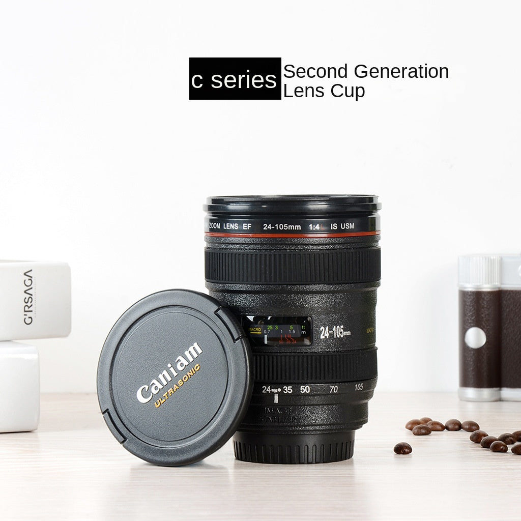 DSLR lens cup stainless steel water cup office coffee cup