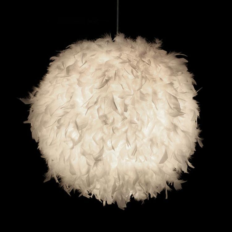 Minimalist European Feather LED Pendant Light for Bedroom