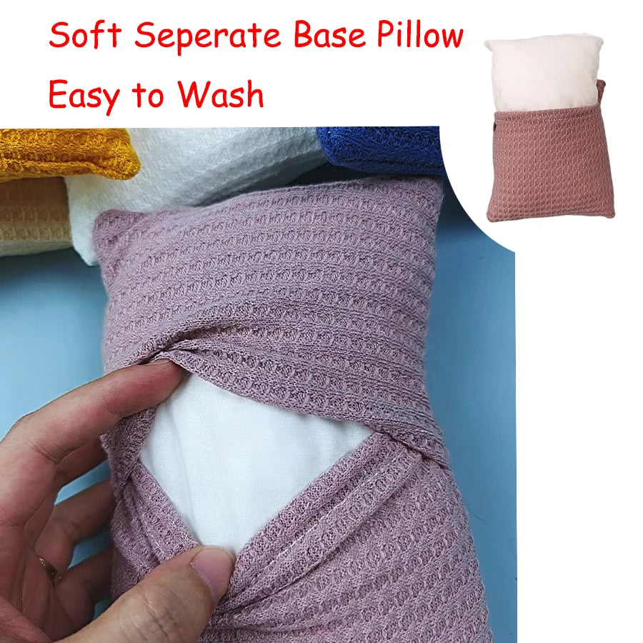 Newborn Photography Props Pillow Textured Pillow with Cover Baby Boy Girl Posing Pillow for Photoshoot Bed Basket Filler Cushion