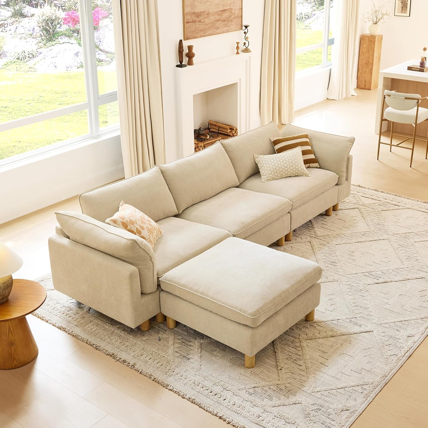 Beige Oversized Sectional Sofa For Spacious Living