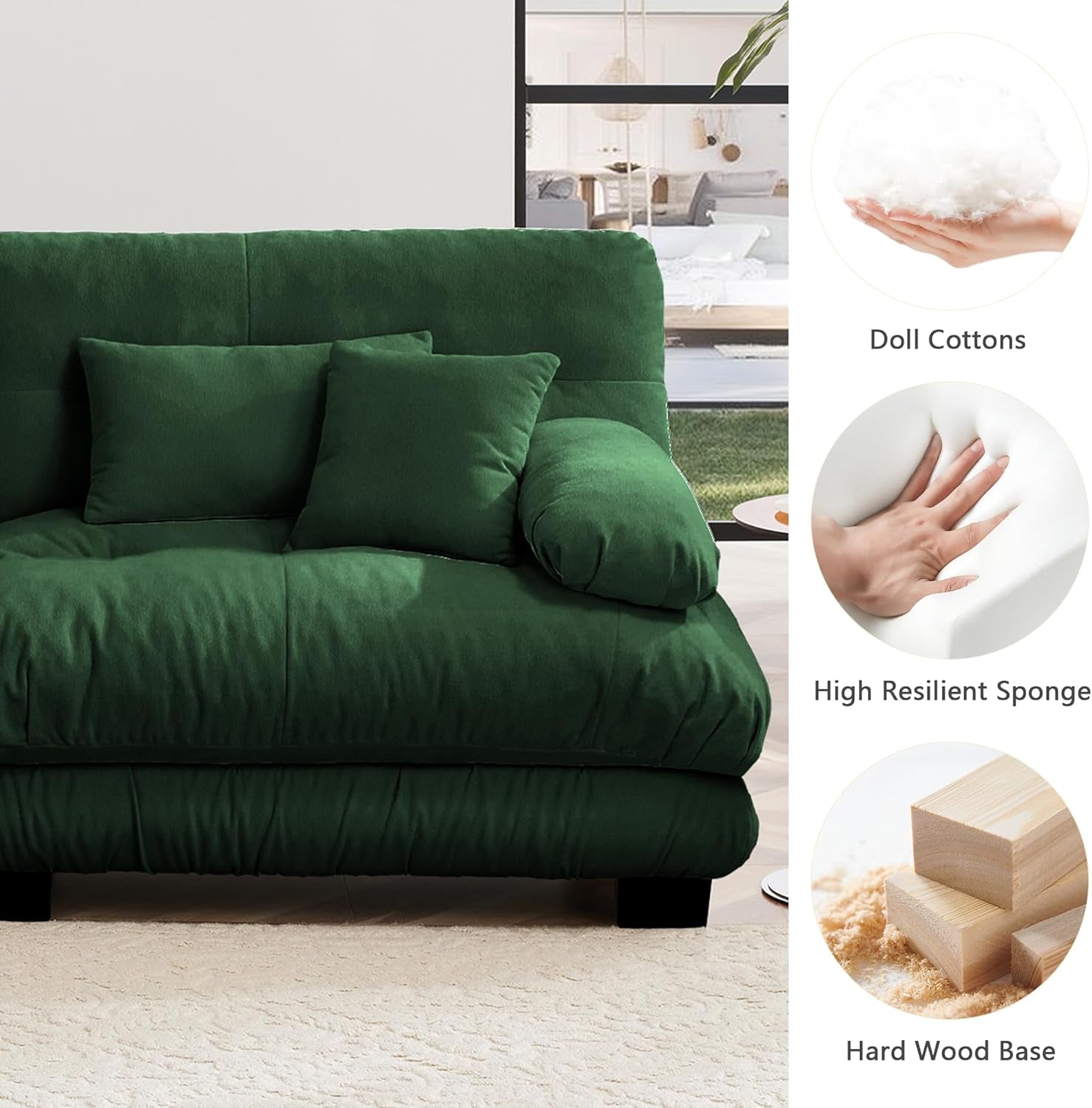 Green Chenille Modular Sectional Sofa Ultra Comfort