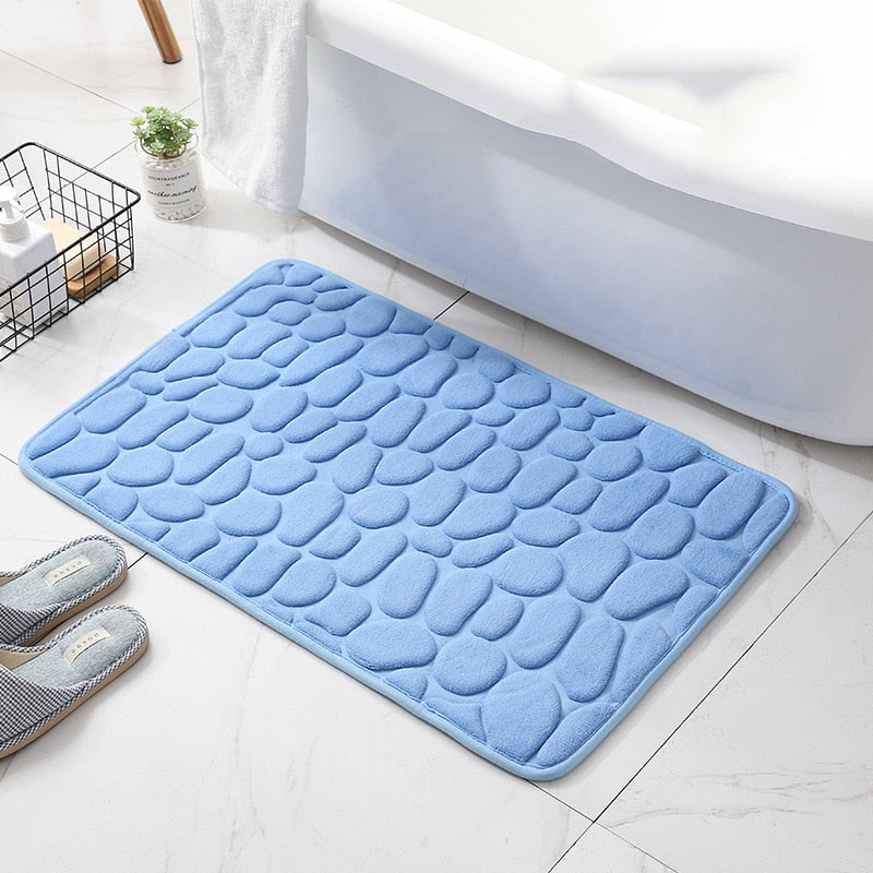 Cobblestone Embossed Bathroom Mat Non-slip Memory Foam Pad