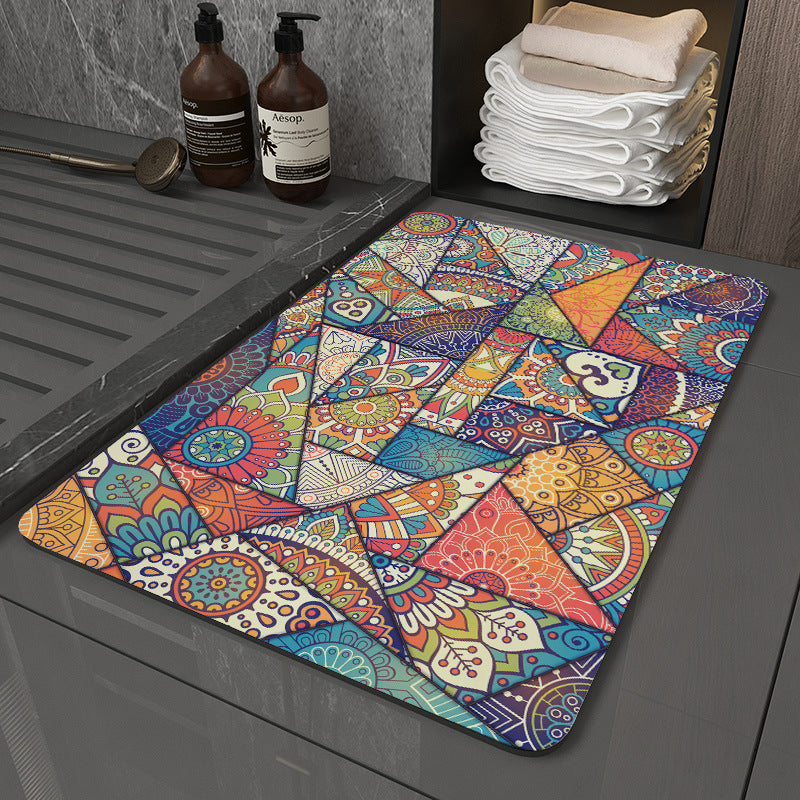 Retro Non-Slip Bath Mat with Quick-Dry Technology