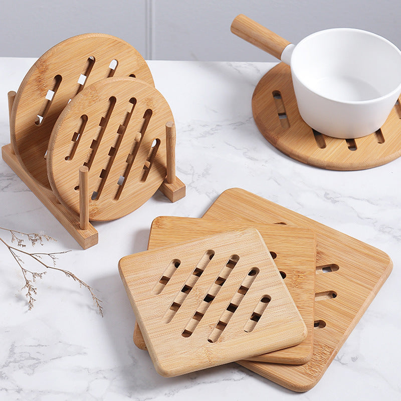 Round Bamboo Heat-Resistant Table Mat for Home Use