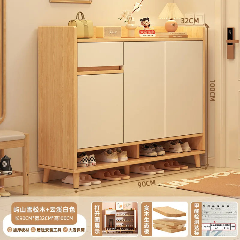 HYS solid wood shoe cabinet, entrance cabinet, new indoor locker at the entrance of the home