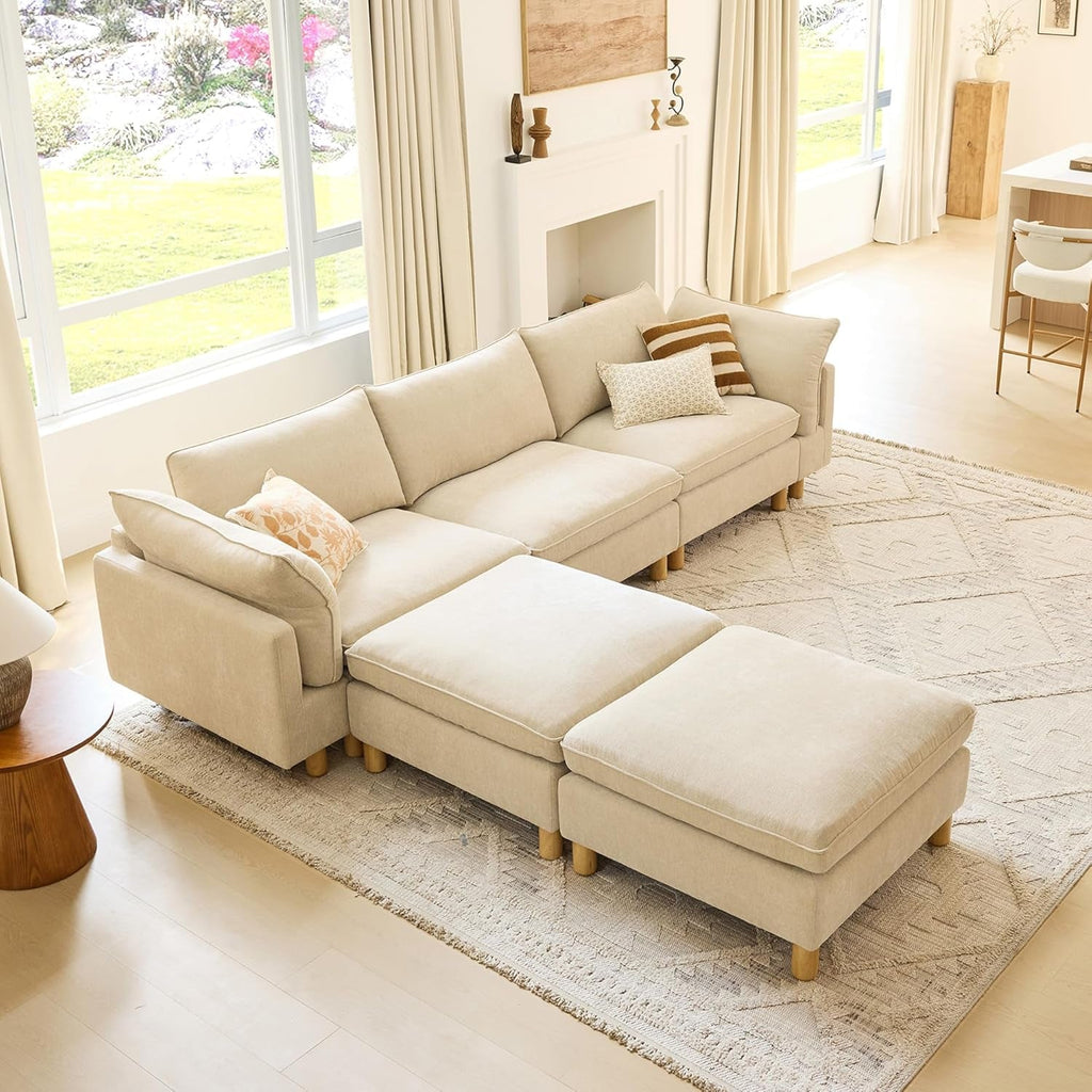 Beige Oversized Sectional Sofa For Spacious Living