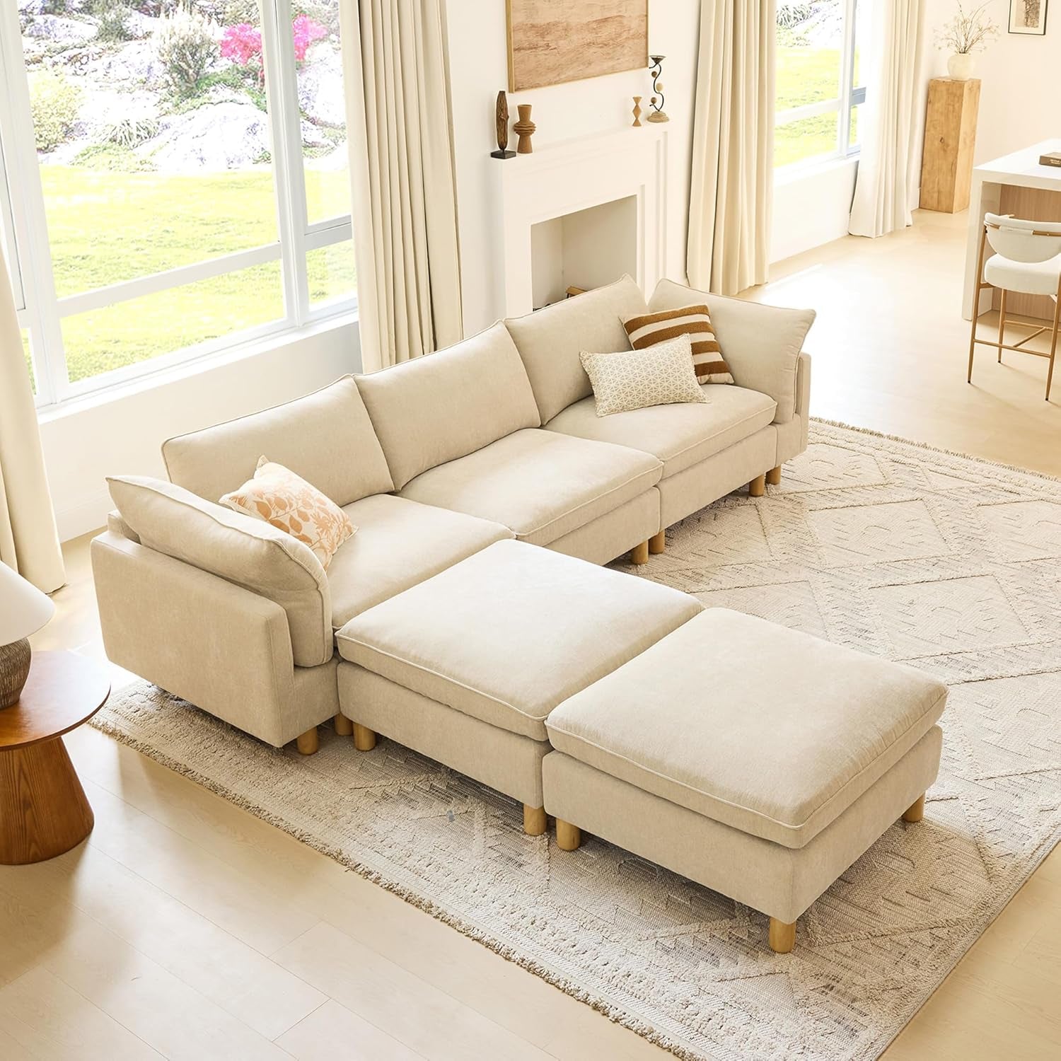 Beige Oversized Sectional Sofa For Spacious Living