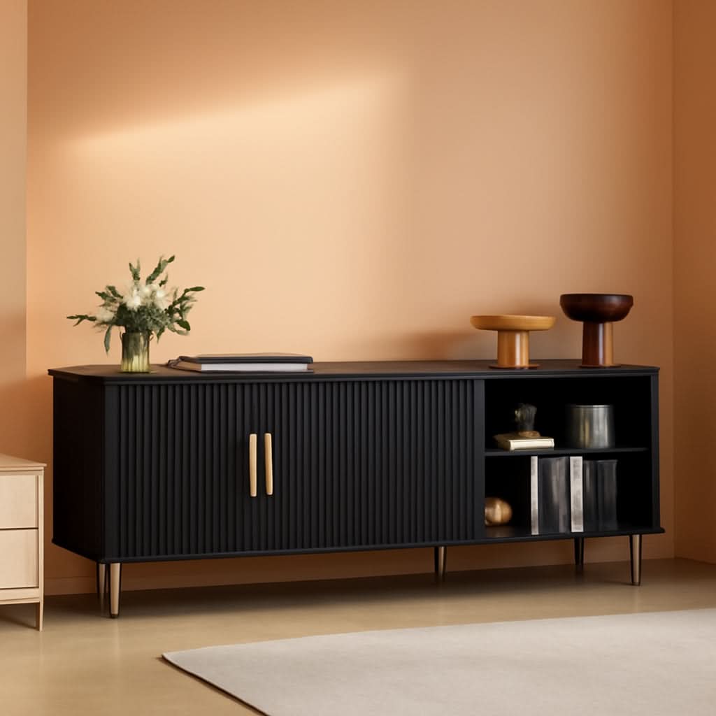 Black 65 Inch Television Stand Entertainment Center