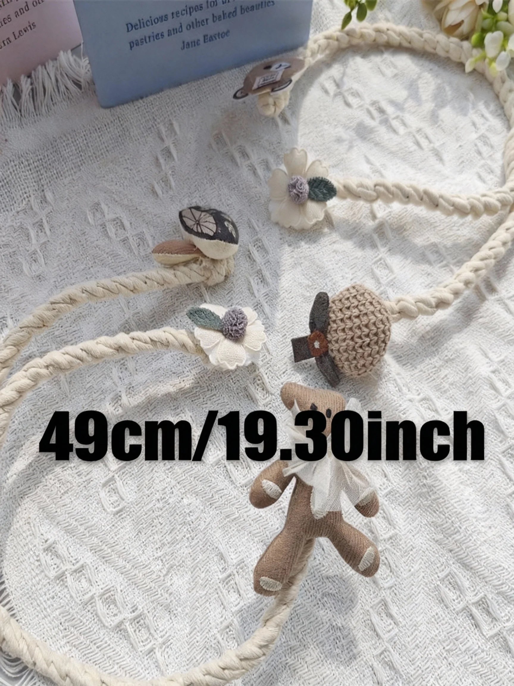 2Pcs  Cute Cartoon Bear and Flower Curtain Tiebacks, Knitted Soft Curtain Ties, Girlish Heart Home Decor Curtain Ropes