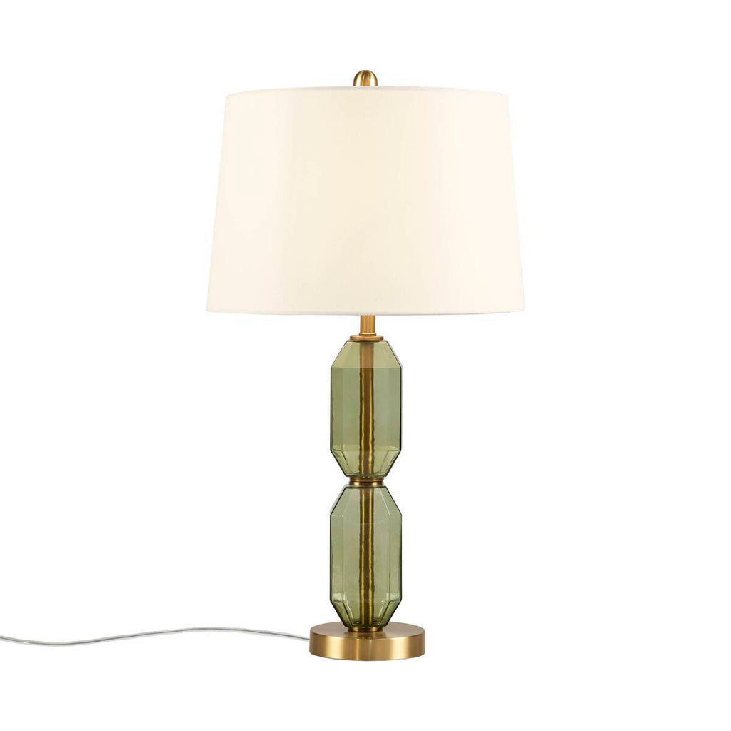 Faceted Green Glass Table Lamp
