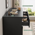 Black Seven Drawer Contemporary Wooden Dresser Bedroom