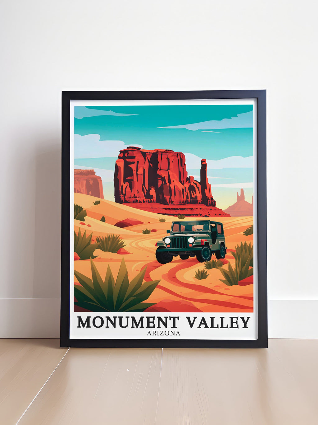 Monument Valley Poster Print - Merrick Butte Art - 17-mile Valley Drive Artwork - Monument Valley Travel Poster -  Arizona Wall Art