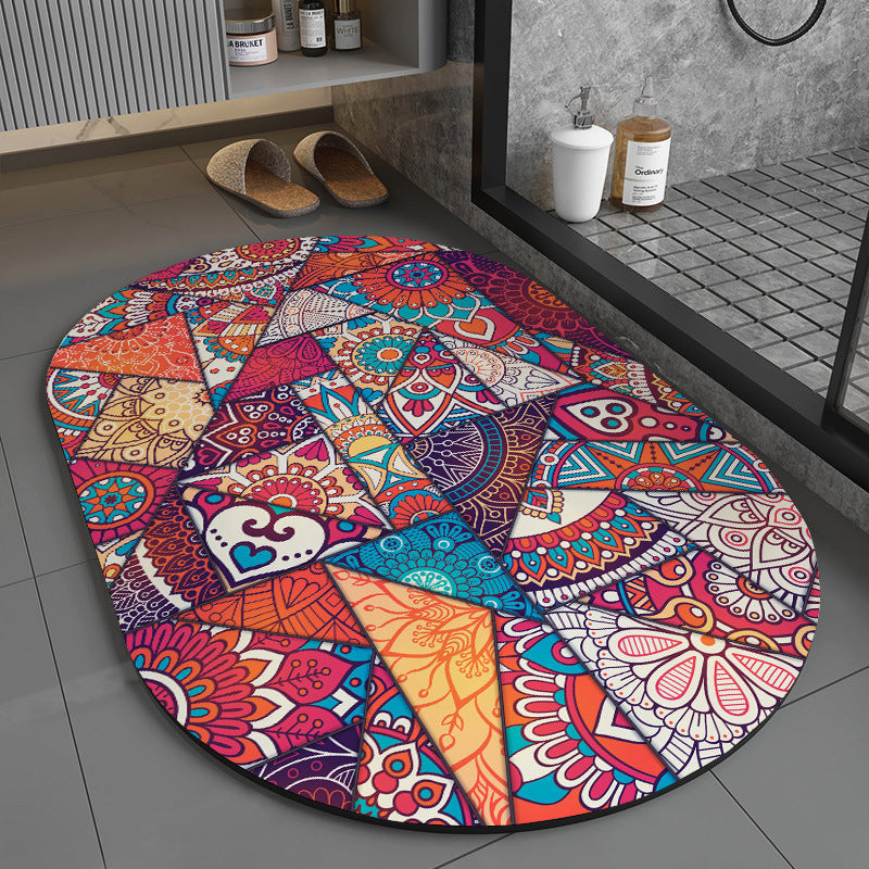 Retro Non-Slip Bath Mat with Quick-Dry Technology