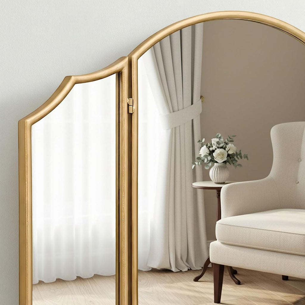 Gold Scalloped Vanity Mirror For Bedroom Wall Decor