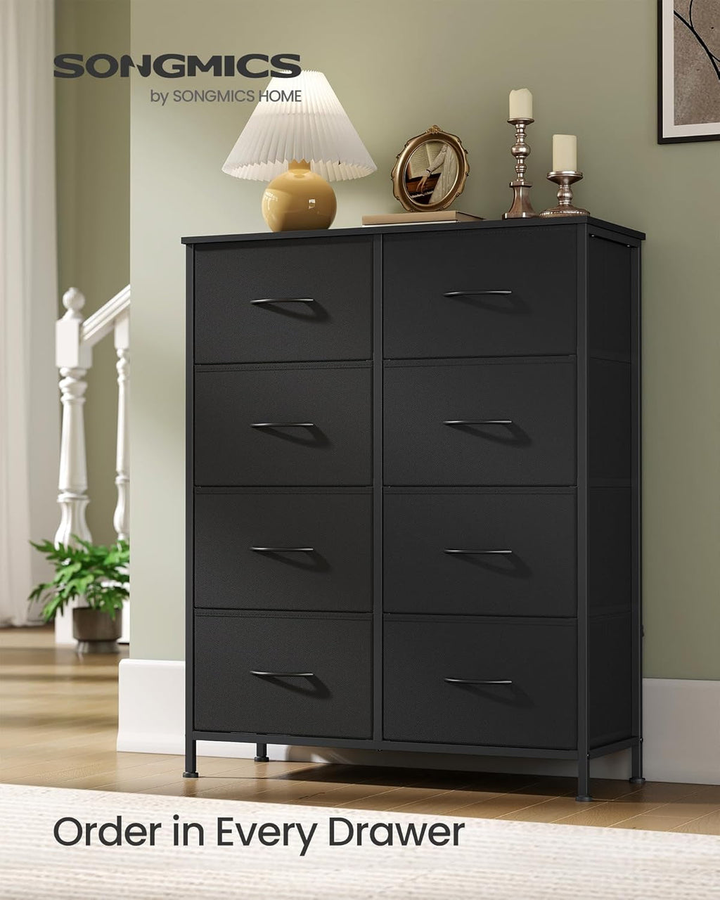 Black Eight Drawer Dresser For Bedroom Organization