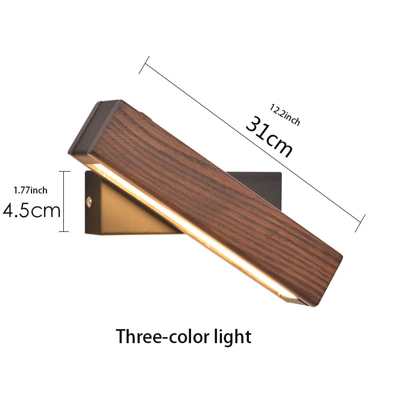 Minimalist Rotatable Wooden LED Wall Lamp for Bedroom